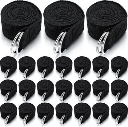 Leyndo 24 Pieces Yoga Strap Stretching Pilates Exercise Adjustable Straps 6 ft Non Elastic Yoga Belt with Adjustable D Ring Buckle for Pilates Gym Workouts Fitness