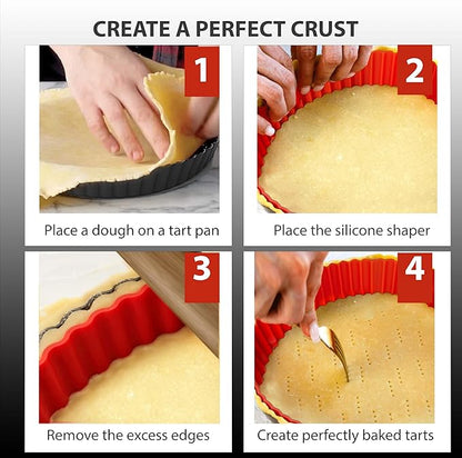 Fluted Tart Pan 9 inch Removable Bottom-Round Oreo Tart Pan with Crust Shaper Ring-Nonstick Carbon Steel Tart Molds for Baking, Fruit Tart, Pies & Quiche Baking Dish