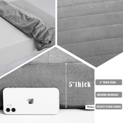 MeMoreCool Square Floor Pillow for Adults and Kids, Large Meditation Cushion with Thick Foam and Washable Tufted Cover, 24-Inch Grey Seat for Sitting and Yoga