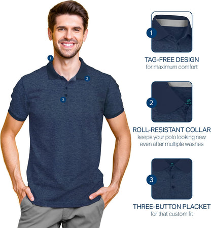 Mio Marino Golf Polo Shirts for Men - Dry Fit - Ultra-Thin Breathable Fabric