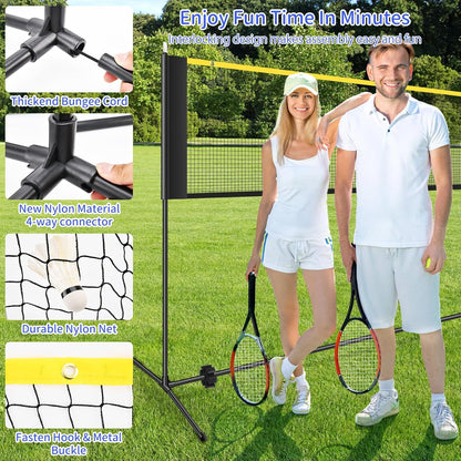 Badminton Pickleball Net, Adjustable Height Portable Badminton Net-2-in-1 Volleyball and Badminton Set, Pickleball Net for Tennis Indoor Outdoor Court