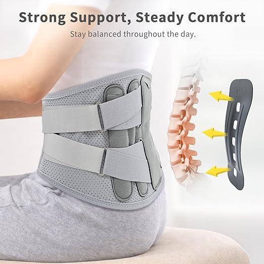 Bracoo Lower Back Brace for Pain Relief, Lumbar Support, Medium(30-37")BP62 | Breathable Lumbar Support Belt with Adjustable Compression Straps for Daily Wear and Back Support,Herniated Disc, Sciatica