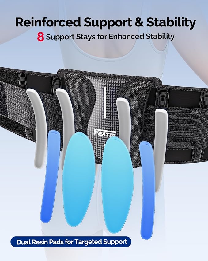 FEATOL Back Brace for Lower Back Pain Wide Coverage 360° Strong Lumbar Support with Removable Pad, Adjustable Waist Support Belt for Men Women, Size 4XL 63''-68.9''