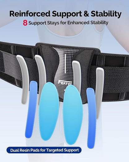 FEATOL Back Brace for Lower Back Pain Wide Coverage 360° Strong Lumbar Support with Removable Pad, Adjustable Waist Support Belt for Men Women, Size 4XL 63''-68.9''