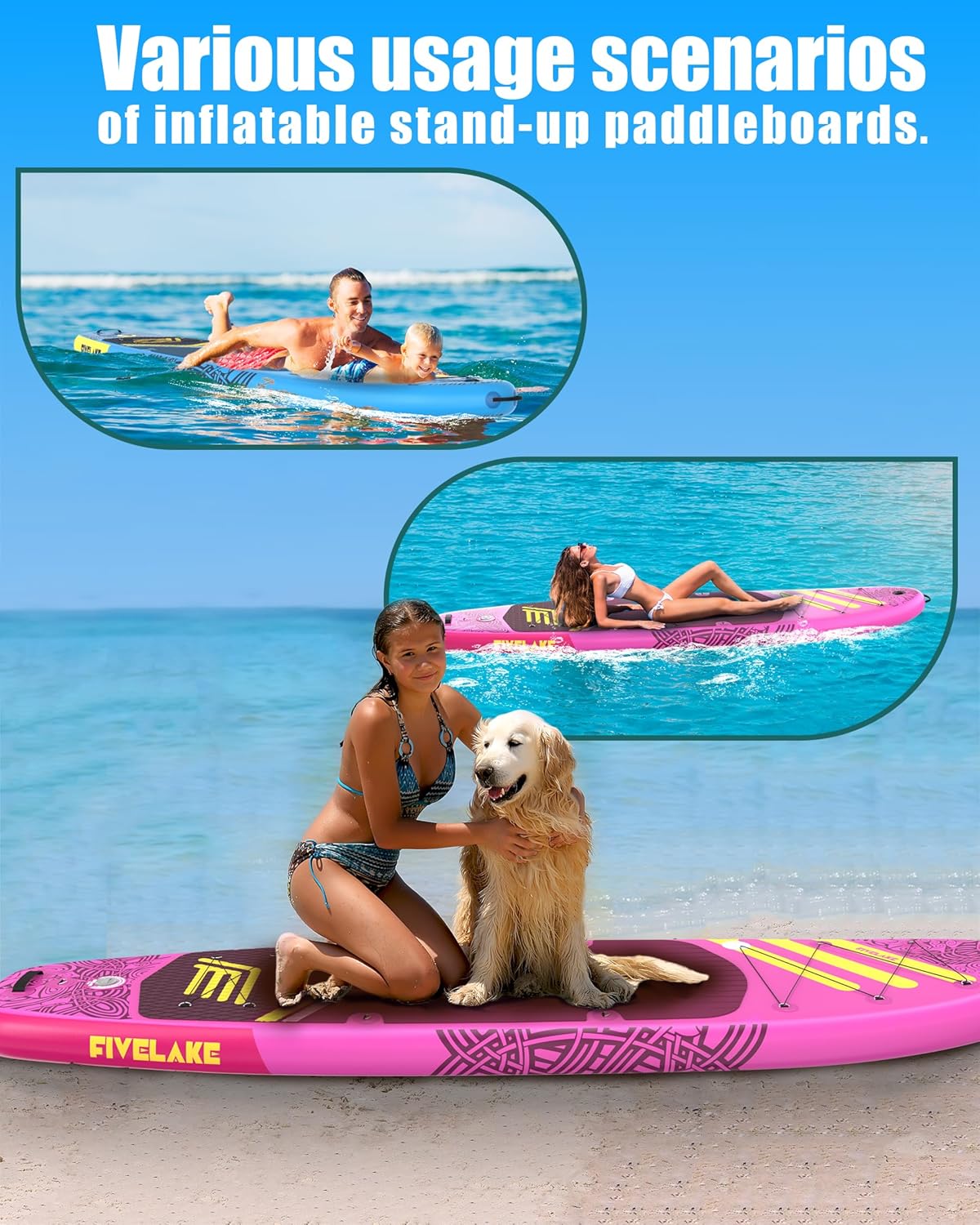 Inflatable Paddle Board 11' x 35'' Wide Stable Design,Stand Up Paddleboard with Sup Accessories Backpack,Pump,Ankle Leash,Adjustable Paddle,Non-Slip Comfort Deck for Adult Youth