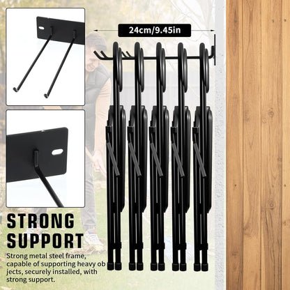 Folding Chair Storage Rack for Chair Organization and Garage Wall Mount Storage, Garden Tool Rack Organizer (2 Pack)