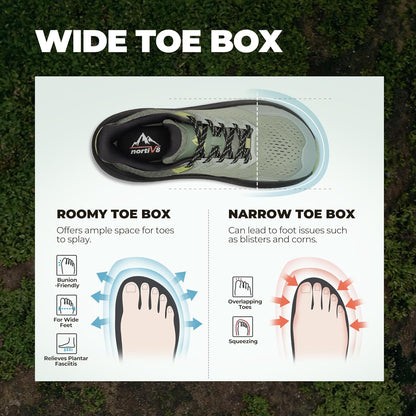 NORTIV 8 Men's Wide Toe Box Trail Running Shoes Cushion Walking Barefoot Tennis Workout Gym Cross Training Shoe Fashion Sneakers for Plantar Fasciitis Bunion