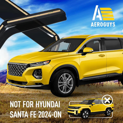 Extra Durable Window Deflectors in-Channel Window Visors Rain Guards Fit for Hyundai Santa Fe 2019-2023, Sun Visors, Wind Vent for Shades, Exterior Car Accessories - 4pcs. AG0728