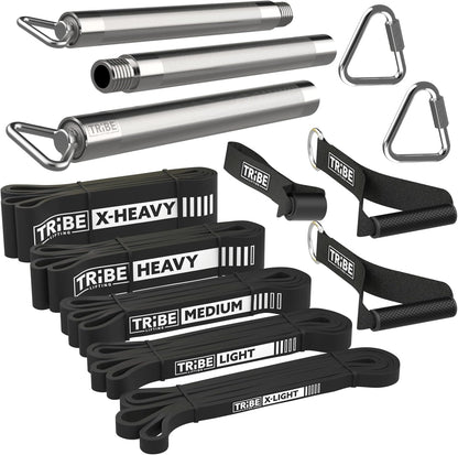 Long Resistance Bands for Working Out Men and Women - Set of 5 Pull-Up Bands, Rubber Handles and Door Anchor - Workout Bands Resistance for Men - Exercise Bands Resistance Bands Set