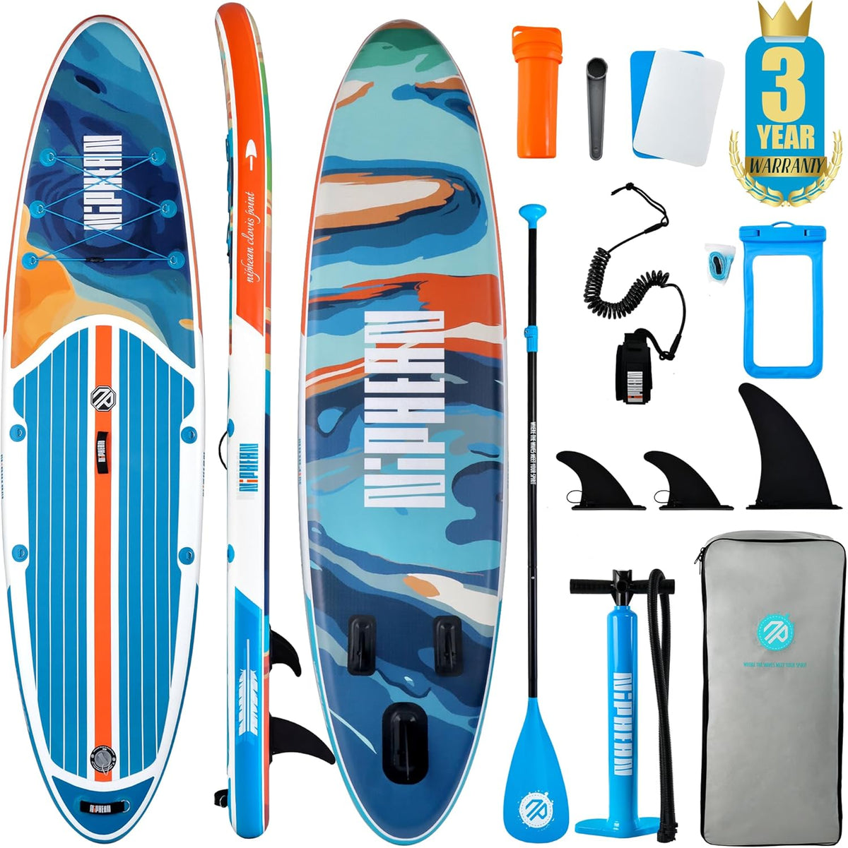 Niphean Inflatable Stand Up Paddle Board with SUP Accessories, Anti-Slip EVA Deck, 10’6’’ Inflatable Paddle Boards for Adults & Youth of All Skill Levels
