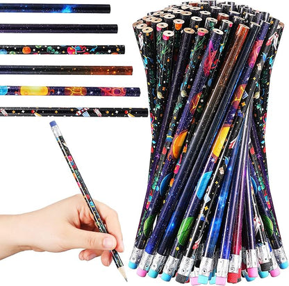 Geyee 36 Pcs Space Pencils Hawaiian Shark Themed Party Favors, Space