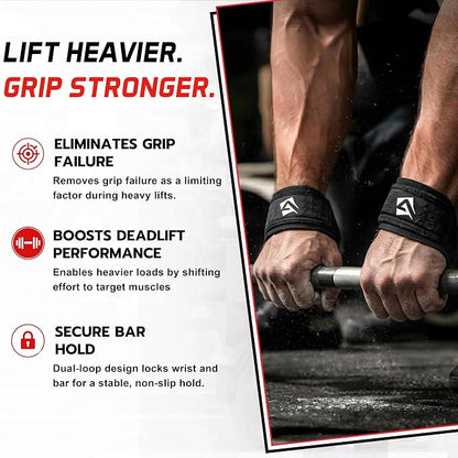 AQF Figure 8 Weight Lifting Straps, Padded Cuff Support for Deadlift