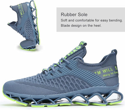 Vooncosir Men's Fashion Sneakers Breathable Mesh Running Shoes Blade Non Slip Soft Sole Casual Athletic Walking Shoes