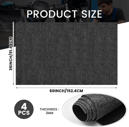 4 Pcs 36 x 60 Inch Oil Spill Mat for Driveway Garage Under Car Leaks Absorbent Oil Pad, Black Rubber Mat Garage Floor Protecting with Waterproof Backing, Reusable, Washable, Non Slip