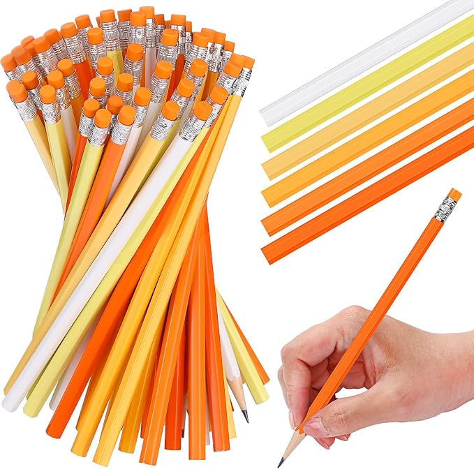 TecUnite 120 Pcs #2 HB Pencils with Eraser,Orange Series