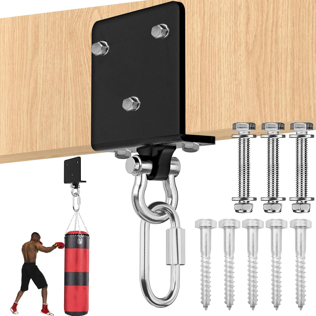 Heavy Bag Hanger for Heavy Bag Beam Mount 360° Rotation Boxing Bag Ceiling Mount I-Beam Punching Bag Hanger Beam Mount Hooks Fit Hanging Punching Bags and Swings (700 LB Capacity)