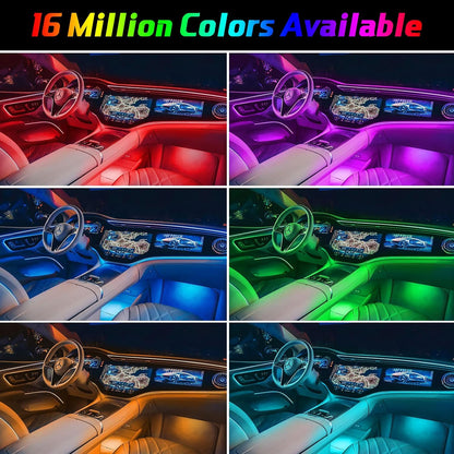Car LED Lights Interior Light, 10 in 1 Car Ambient Lighting Kits with 315in Fiber Optic, APP Control, Car Accessories Multicolor RGB Neon Car LED Strip Lights with Music Sync Mode and DIY Mode