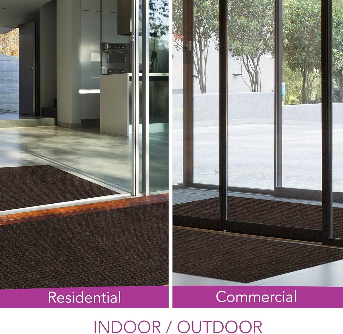 iCustomRug Spartan Weather Warrior Indoor/Outdoor Utility Ribbed Carpet Runner with Non-Slip Thermoplastic Rubber Backing, 3ft X 26ft in Brown