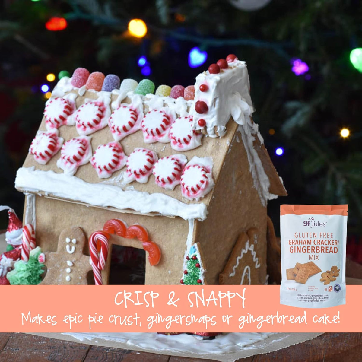 gfJules Certified Gluten Free Graham Cracker and Gingerbread Baking Mix | No Grit, Non-GMO, Vegan | Certified Top 9 Allergen-Free & Kosher | Perfect Long-Lasting Snacks | 19 Ounces