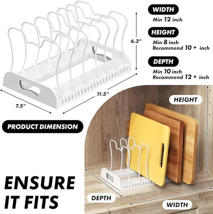 Simple Houseware 7 Compartments Adjustable Pan Organizer, White