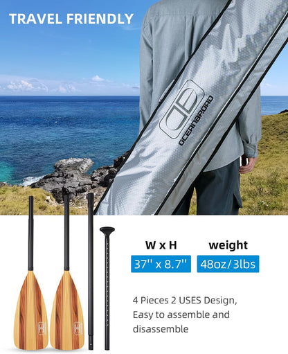 OCEANBROAD SUP Paddle - Adjustable Stand-Up Paddle for Paddleboard Kayak, Adjustable Aluminum Alloy Shaft with Reinforced Nylon Blades