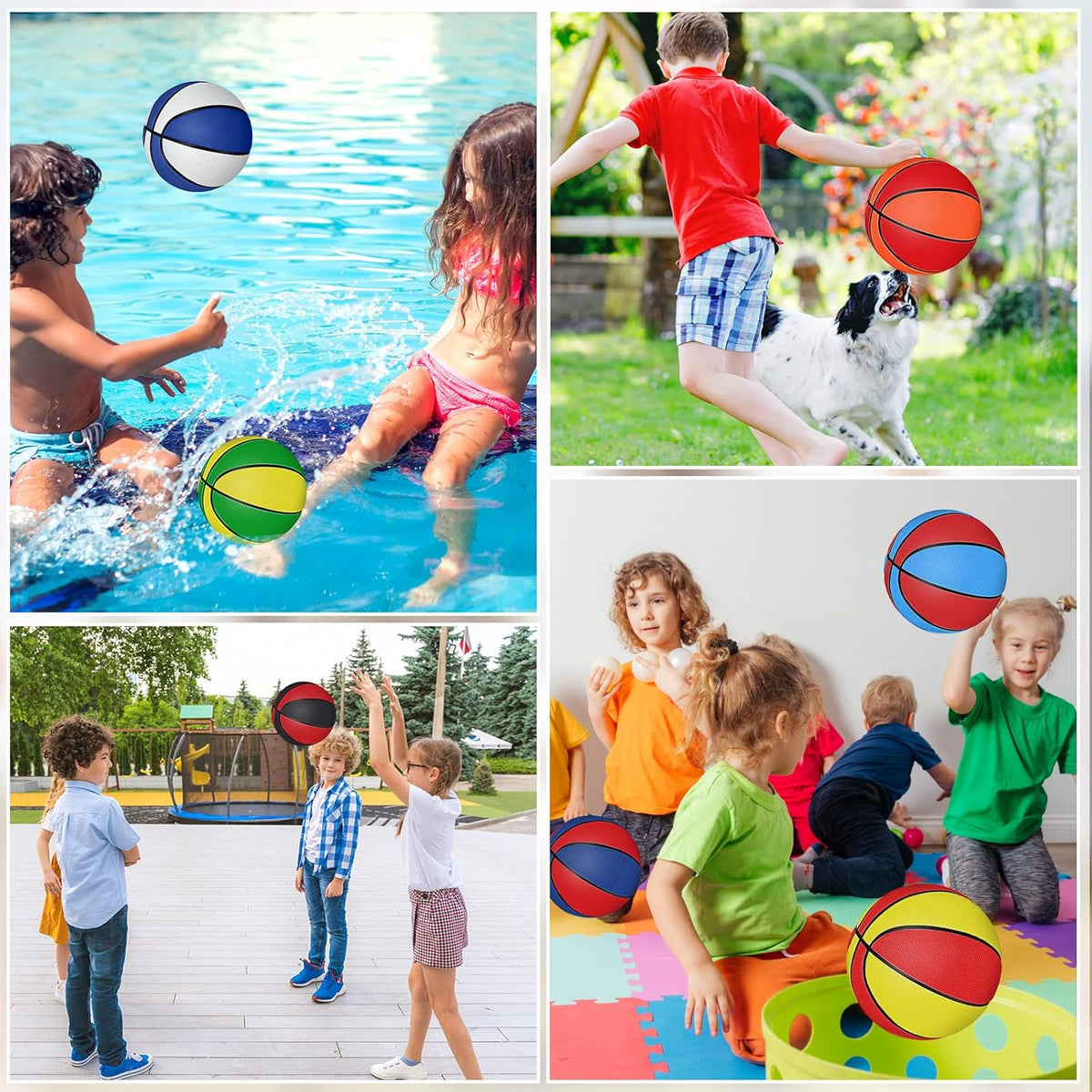 Wettarn 12 Pcs Mini Basketballs for Kids - Size 3 Colorful Rubber Basketball Bulk with Pump for Mini Hoop, Indoor Outdoor Practice, Game, Back to School Party, 7 Inch
