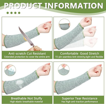 Sintege 3 Pairs Arm Protectors for Thin Skin and Bruising Cut Resistant Forearm Sleeve Level 5 Arm Burn Protection Sleeve (9.8 Inch,Black, Grey, Green)