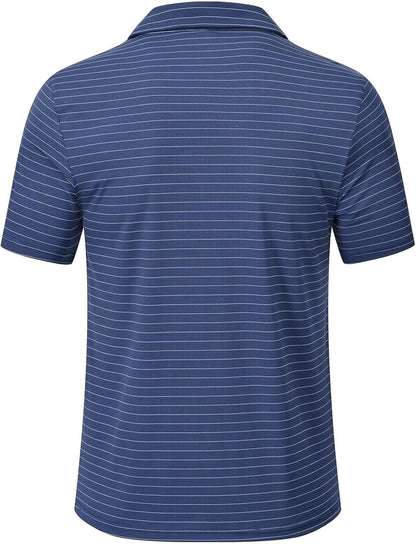 Tyhengta Men's Striped Shirt Short Sleeve Golf Polo Shirts