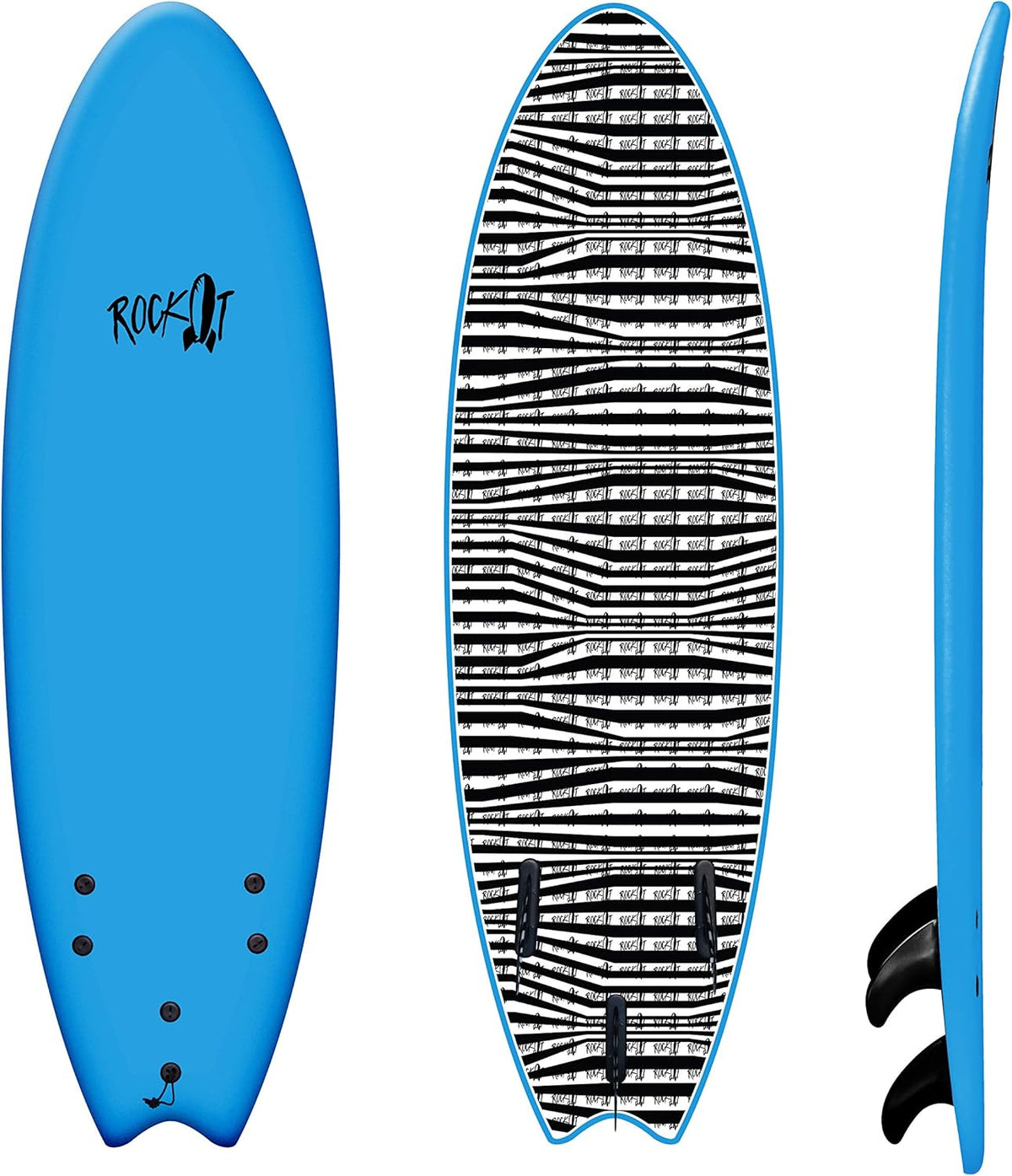 Rock-It 6' Albert Performance Fish Soft Top Surfboard Surf Board, Foam Surfboard, Kids Surfboard, Adult Surfboard, Tabla De Surf, Beginner Surfboard