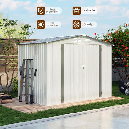 6x3.6FT Storage Shed, Outdoor Galvanized Steel Garden Shed with Lockable Door & Window, Waterproof Metal Tool Storage for Garden, Backyard, Patio, Lawn