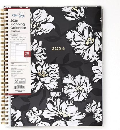 Blue Sky 2026 Weekly & Monthly Planner Calendar, 8.5"x11", Baccara Dark