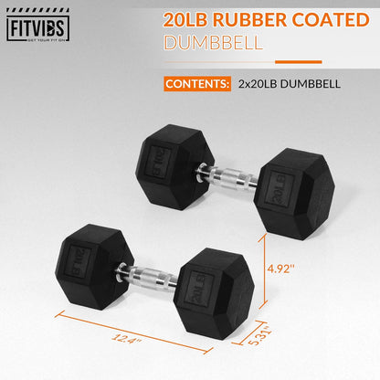 Rubber Encased Hex Dumbbell, Hand Weights with Anti-Slip Cast Iron Grip for Exercise & Fitness, Weights Dumbbells Set of 2 for Strength Training, 5-50 LBS Pair