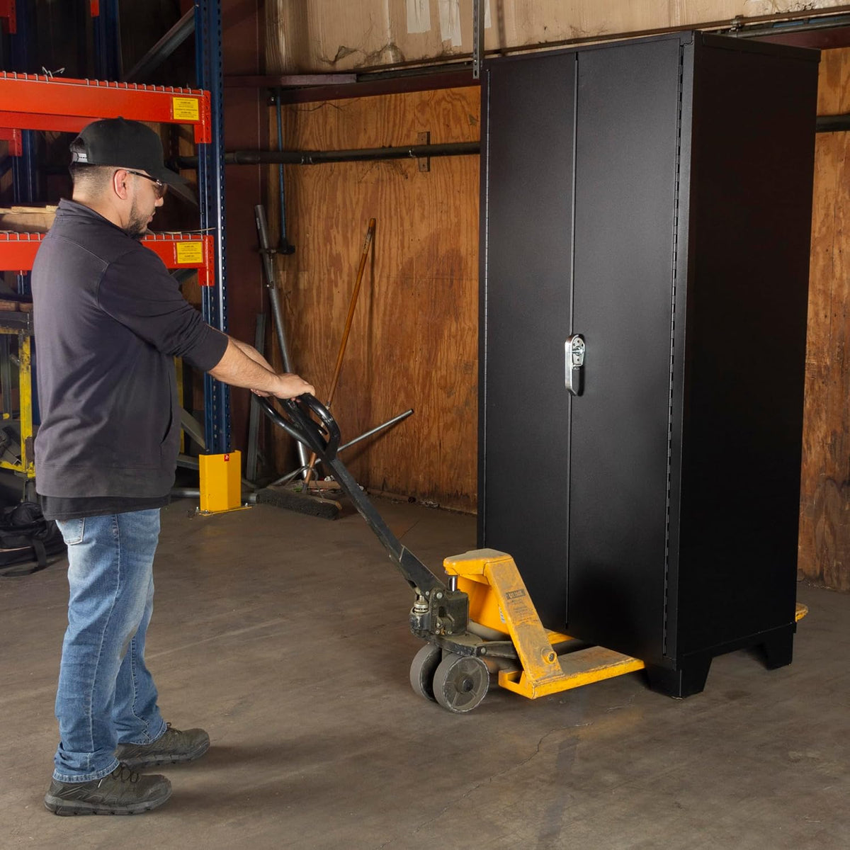 Jamco Tool Storage Cabinets with Bin Mounts, Model DZ, Includes 132 Bins, 36-Inch W x 24-Inch D x 78-Inch H, Yellow Bins