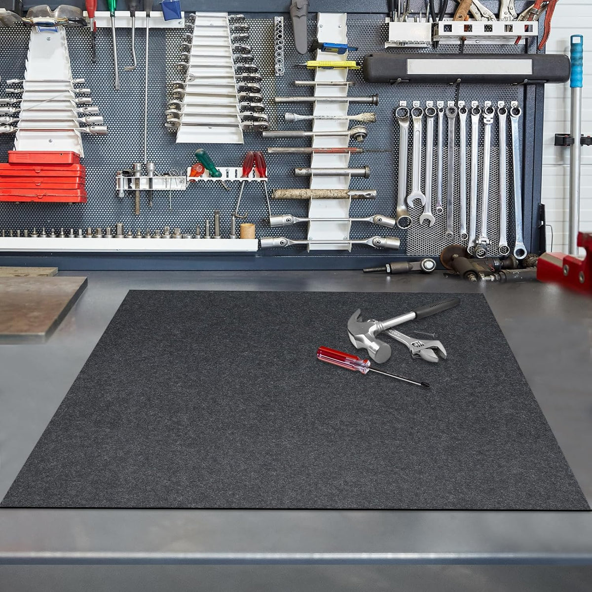 Oil Spill Mat, 29" x 36", Garage Floor Mat Under Car, Waterproof/Durable/Non-Slip TPR Backing, Reusable Absorbent Pad, Charcoal
