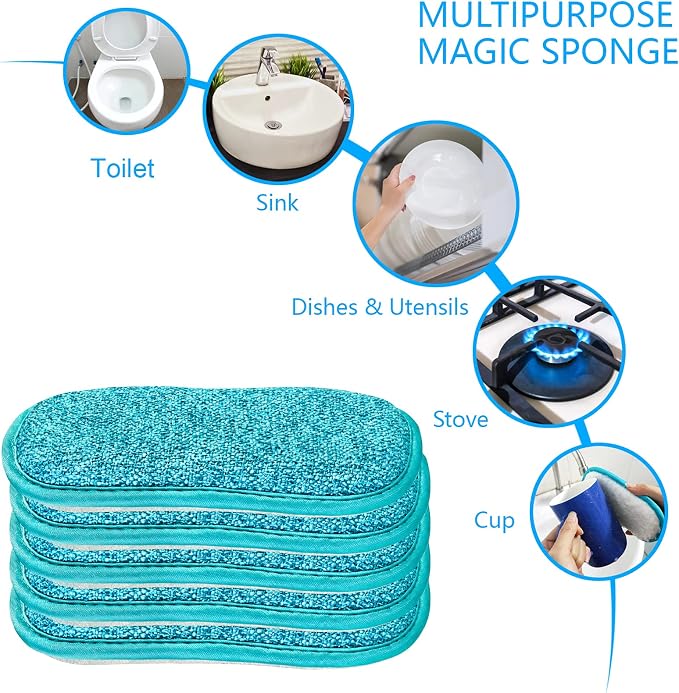 10 Pack Kitchen Dish Sponges Scrubber Non-Scratch Multi-Purpose Dishcloths, Sponge Along with Heavy Duty Scouring Power - Effortless Cleaning of Dishes, Pots and Pans