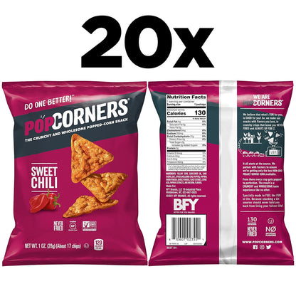 PopCorners Popped Corn Snacks, Sweet Chili, 1 Ounce (Pack of 20) (Packaging May Vary)