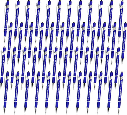 Qingxily Custom Pens Bulk - Up to 300 Personalized Stylus Ballpoint Pens With Free Engraving - Customized With Your Name, Text, Message for Business, Graduation, Anniversaries - Colorful 48 Pcs