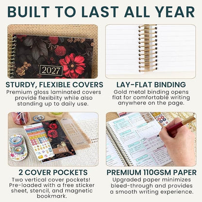 bloom daily planners 2027 Planner (January - December 2027) - Weekly & Monthly Softcover Planner for Women - Calendar Year Inspirational Agenda Book with Stickers - 5.5" x 8.25" - Moody Floral