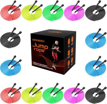 14 Pack Adjustable PVC Jump Rope for Cardio Fitness - Versatile Jump Rope for Women Men Kids Christmas Gift -Tangle-Free for Keeping Fit, Training, Workout