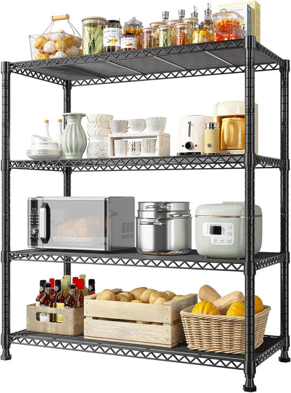 REIBII Wire Shelving Unit Storage Shelves Metal Shelves Heavy Duty Shelving Adjustable Garage Storage Wire Shelf Pantry Shelves for Bedroom Kitchen Rack 35.5''W x 14''D x 59''H
