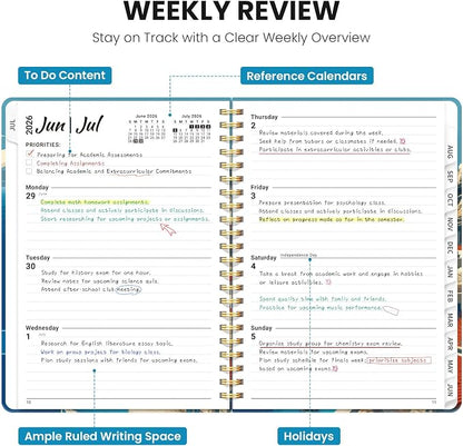 Planner 2026-2027, Academic Year Monthly & Weekly Planner Caledndar, July 2026 - June 2027, Hardcover Large Planning Agenda Book with Tabs for School Office Supplies, 8.5" x 11" - Coastal Beacon