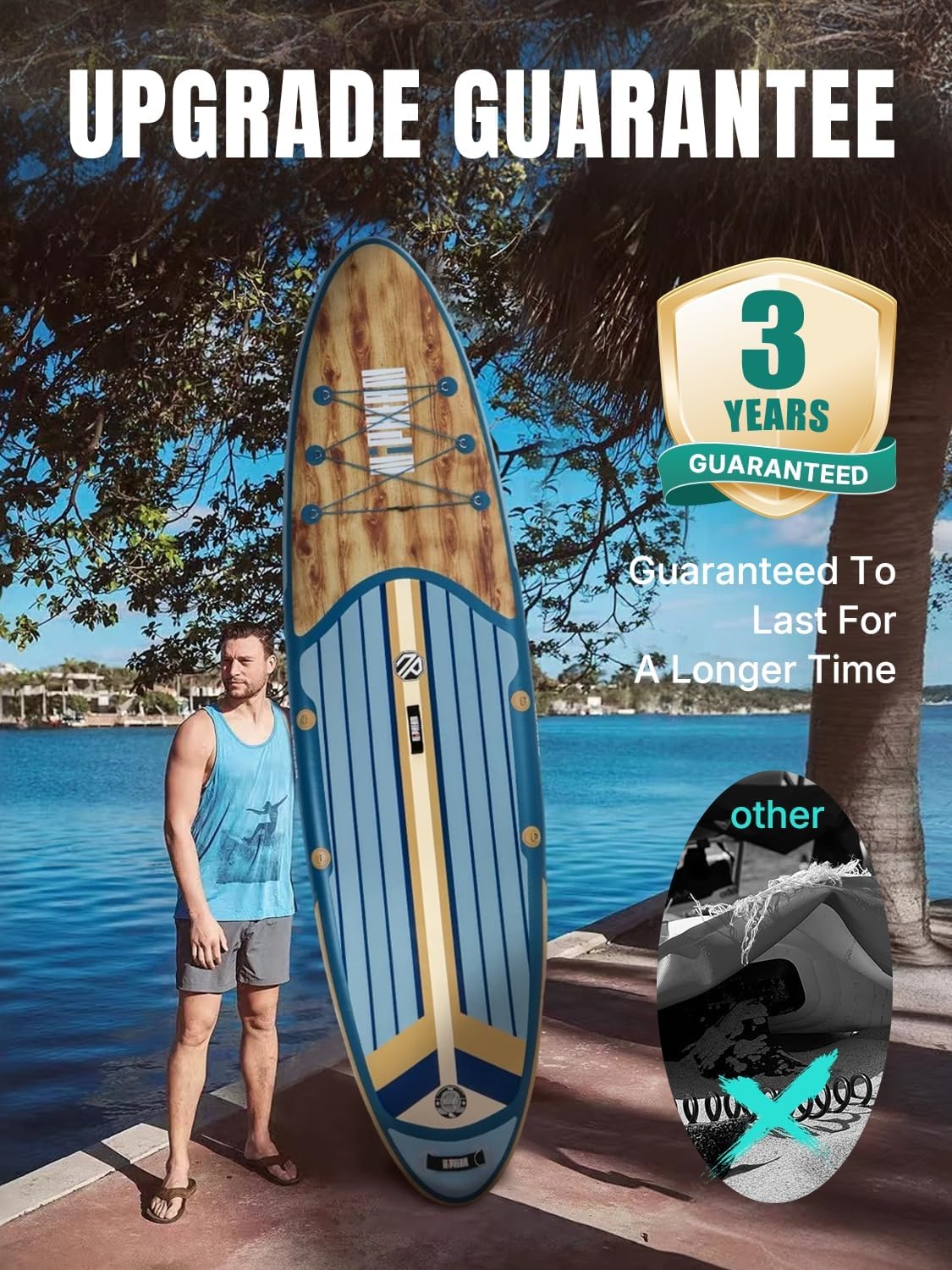 Niphean Inflatable Stand Up Paddle Board with SUP Accessories, Anti-Slip EVA Deck, 10’6’’ Inflatable Paddle Boards for Adults & Youth of All Skill Levels