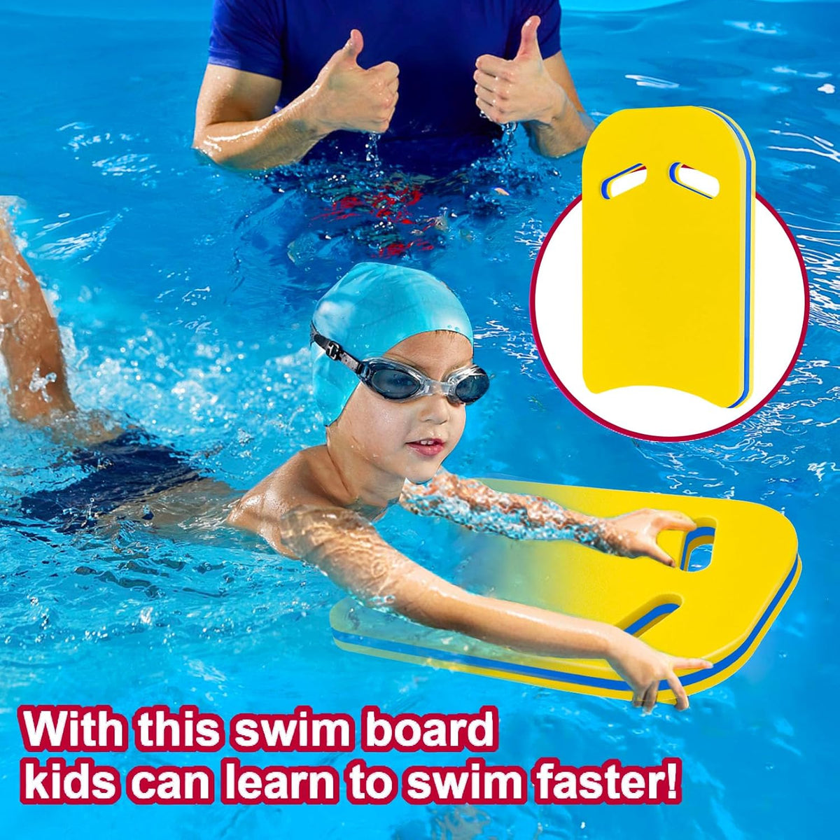 YIGUO 2PCS Swimming Kickboard for Adult & Kid, Kickboard Swimming Kick Board, Swimming Training Aid for Pool & Open Water, EVA Material