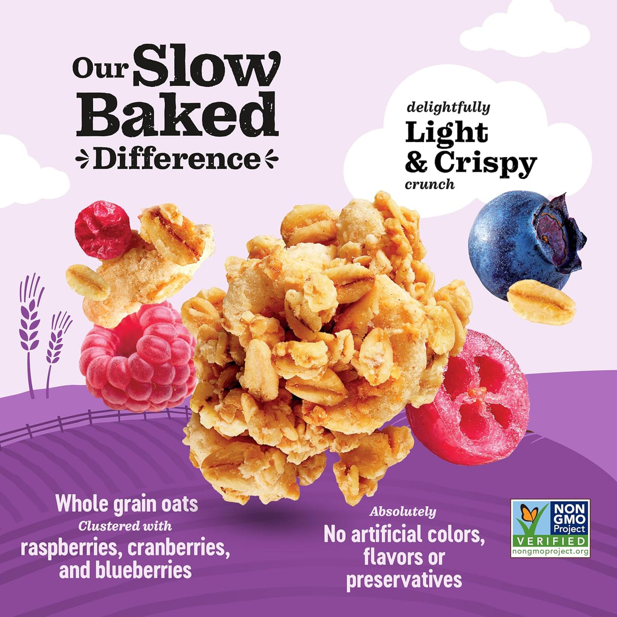 Jordans Slow Baked Granola | Mixed Berry Granola with Raspberries, Blueberries and Cranberries | non-GMO, No Artificial Flavors, Colors, or Preservatives | Better for You Snacks for Adults & Kids | 11.4 oz (Pack of 3)