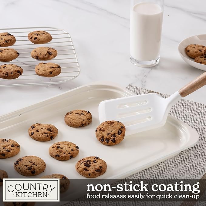Country Kitchen Nonstick Stackable Bakeware Set - Deluxe Heavy Duty, Durable, Easy Release Baking Set, 8 Pcs, Cream