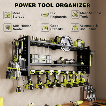 Power Tool Organizer Wall Mount,Cordless Drill Hanger Storage Rack 8 Drill Holder,3 Layers Heavy Duty Power Tool Storage Rack (Black)