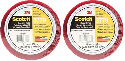 3M Scotch Security Message Box Sealing Tape 3779, 72 mm x 100 m, Individually Wrapped Conveniently Packaged (Pack of 2)