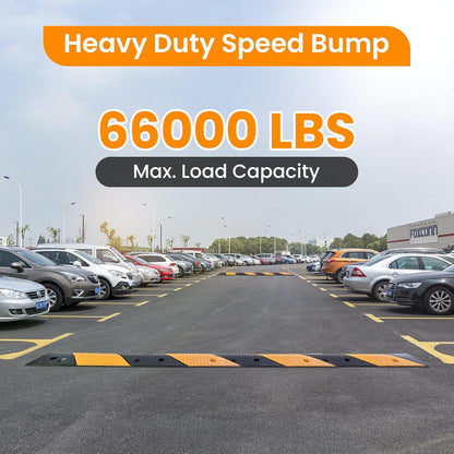 Rubber Speed Bumps for Road [2 pcs],78.7'' Total Long,66000 LBS Load Capacity,2 Channel Modular Heavy Duty Bump,Cable Protector Ramp with 8 Expansion Screws,for Asphalt Concrete Gravel Driveway