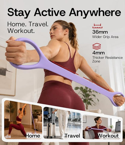 Figure 8 Resistance Band with Full Body Workout Guide, 20LB Total Body Exercise Band with Comfortable Solid Handles for Arms, Back, Shoulders, Stretching & Home Workout