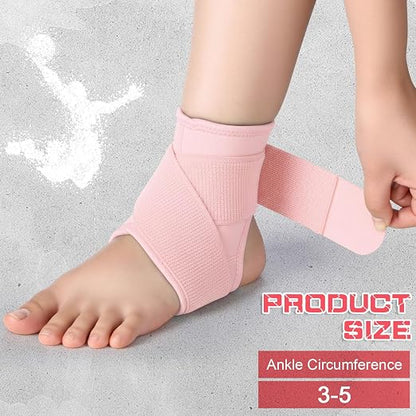 Honoson 2 Pcs Ankle Brace Kid Ankle Support Youth Neoprene Lace up Compression Sleeve Foot Brace Stabilizer with Adjustable Strap for Sport Sprained Plantar Fasciitis Achilles Tendonitis(Pink,S)